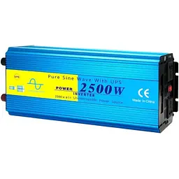 Інвертор Choetech з зарядкою, функція ДБЖ 12\220V 2500Вт, LiFePO₄/Li-ion/AGM/GEL, чиста синусоїда (INV-C2500WUPS-EU)