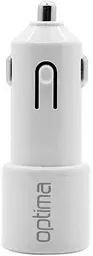 Автомобільний зарядний пристрій 2USB Optima (2.1A) + cable iPhone 5 White (45089)