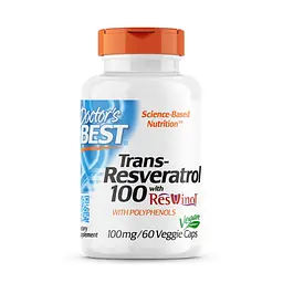Натуральна добавка Doctor's Best Trans-Resveratrol with Resvinol 100 mg, 60 вегакапсул