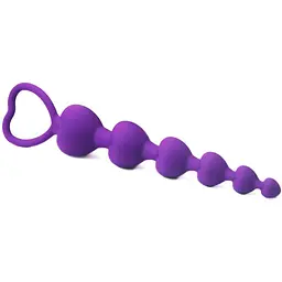 Силіконове анальна фігурне намисто HeartBeads 14,5 см діаметр 1,5 / 1,9 / 2,3 / 2,7 / 3,1 см фіолетове