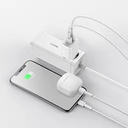 Сітчастий зарядний пристрій Baseus Compact Charger 2U 10.5W EU білий CCXJ010202 - мініатюра 7