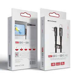Дата кабель USB-C to USB-C 1.2m 90-degree 100W black Armorstandart (ARM75870) - мініатюра 2