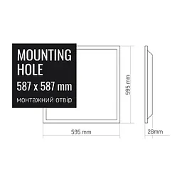 LED панель Videx 36W 3000-4000-6000K 220V VL-Pb36CW (28743-000) - мініатюра 13