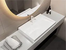 Умивальник Miraggio AGNESS 750 (0000153) Miramarble, Глянцевий, Накладний/Врізний, Білий - мініатюра 5