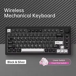 Ігрова механічна клавіатура Akko 5075 V3 / Три режими підключення / Frost Pink Switch / Black White - мініатюра 2