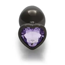 Анальна пробка Ouch! Heart Gem Butt Plug Medium, 8 см (чорний) - мініатюра 8