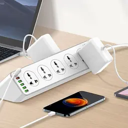 Мережевий зарядний пристрій подовжувач LDNIO SC10610EU 5 USB/ Type-C QC PD 10 розеток 2m сіро-білий - мініатюра 2