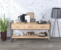 Консоль із ящиками L-145 Хром Loft Design (Дуб Борас)
