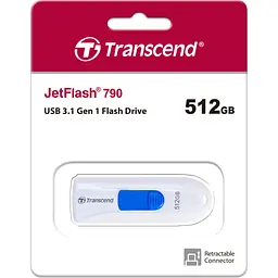 USB флеш накопичувач Transcend 512GB JetFlash 790 White USB 3.1 (TS512GJF790W) - мініатюра 5