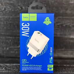 Зарядний пристрій Hoco N21 Topspeed USB-A + USB-C 30W білий (6931474757777) - мініатюра 2