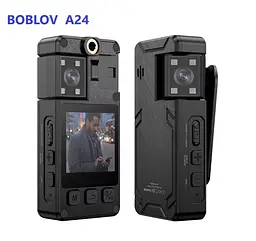 Нагрудна боді-камера Boblov A24 з дисплеєм 1.54 дюйма нічний запис датчик руху акумулятор 2000 мА·год