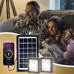 Портативна сонячна система EP-05 3 в 1 6v3 W, LED лампи х2, powerbank - мініатюра 4