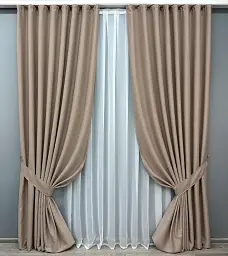 Комплект штор VR-Textil Midnight блекаут 2 шт 150x290 см світле какао (1824ш) - мініатюра 2