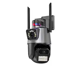 Вулична охоронна поворотна 4G камера Dual Lens Zoom 8MP сирена, зум