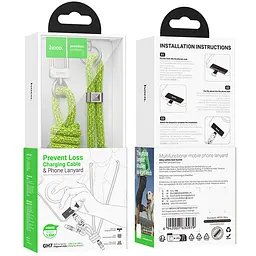 Дата кабель-шнурок Hoco GH7 Elegant Type-C to Type-C (1.8m) Fluorescent Green - мініатюра 5