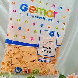 Надувні повітряні кульки Gemar 26 см (10") 100 шт наповнення повітрям або гелієм матовий Бежевий - мініатюра 2
