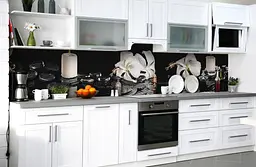 Вініловий кухонний фартух Білі Гібіскуси наклейка кухні свічка камені Абстракція Чорний Happy Pocket Z181485 - мініатюра 5