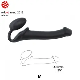Безремневий страпон Strap-On-Me M, 15,6 см (чорний) - мініатюра 6