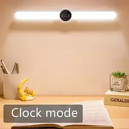 Підвісна акумуляторна LED лампа 55см на магніті з годинником та пультом ДУ UKC білий - мініатюра 3