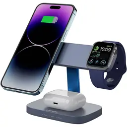 Зарядний пристрій Canyon wireless charger HEXAGON WCS-310 3in1 DarkGrey/Blue (CNS-WCS310DGBL) - мініатюра 6