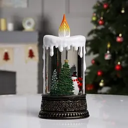 Новорічний нічник зі снігом "Свічка зі сніговиком" XMAS WDL-23016, різдвяний світильник на батарейках - мініатюра 6