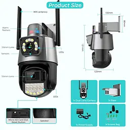 Вулична камера XPRO 8MP 4K IP Camera Outdoor WiFi PTZ подвійний об'єктив, подвійний екран чорна (43912-_1343) - мініатюра 2