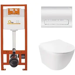 Набір Q-tap Nest 4 в 1 підвісний унітаз Jay Ultra Quiet 485x360x320 + комплект інсталяції QT07335177W45140