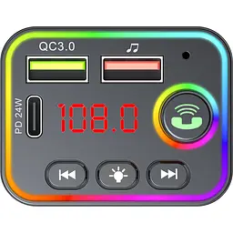 FM модулятор Havit HV-FM819BT USB-A+USB-C PD24W RGB Black (HV-FM819BT) - мініатюра 5