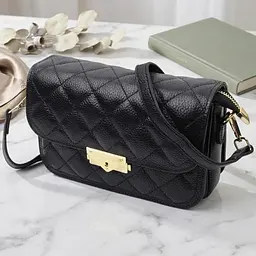 Модна жіноча сумка з оригінальною клямкою з натуральної шкіри Vintage 22671 чорна