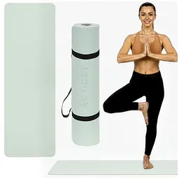 Килимок спортивний Actiget TPE 183 x 61 x 0.6 см для йоги та фітнесу ACT0024 Mint/Grey - мініатюра 3
