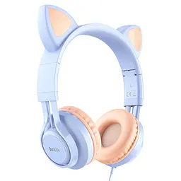 Накладні навушники W36 Cat ear (3.5mm/1.2m) Dream Blue Hoco teh0029541