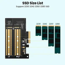 Контролер Ugreen PCI-E 3.0 for SSD M.2 NVMe + M.2 NGFF CM302 (70504) - мініатюра 2