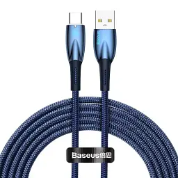 Кабель Baseus Glimmer Series Fast Charging Cable USB to Type-C 100W 2m CADH000503 Blue