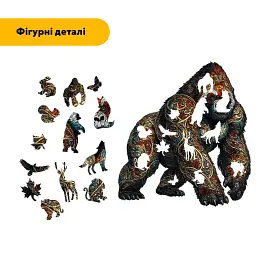 Дерев'яний фігурний пазл puzzlean Мозаїка горила, А3, Картонна коробка 200 елементів - мініатюра 3