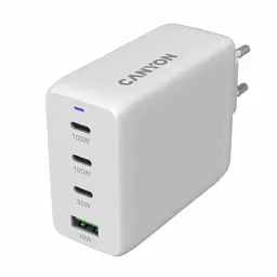 Зарядний пристрій Canyon CU100ACC GaN 100W 3xPD 1xQC EU White (CNS-CUW100ACC) - мініатюра 3