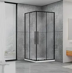 Душова кабіна Dusel DSL194B Black Matt 1000x1000x1900, Чорний матовий, Універсальна, прозрачний, Чорний матовий, 100x100