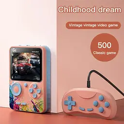 Ігрова ретро приставка 3" LCD 500 ігор з джойстиком UKC G5 Game Box 9214 рожева - мініатюра 3