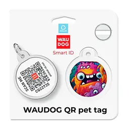 Адресник для собак і котів Waudog Smart ID з QR паспортом Зубасті монстри коло 30 мм - мініатюра 6