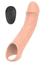 Насадка на пеніс B-Series Magic Stymulator Vibrating Extension, 20 см (тілесний)