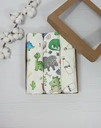 Набір пелюшок a.l.babybox Діно 50х80/100х80 см 3 шт. Різнокольоровий (NA 18168583)