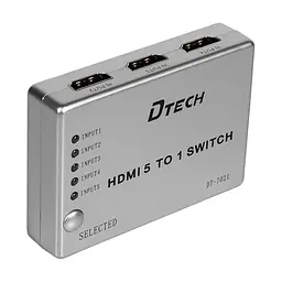 Комутатор 4K@30Hz HDMI 5x1 Dtech DT-7021 (MS) (74-00135)