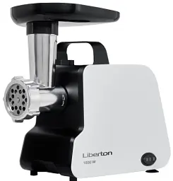 М'ясорубка Liberton LMG-18S01, White/Black, 1800W, продуктивність 1.2кг/хв, диски для подрібнення 3/5/7мм, насадка для ковбасок/«кеббе», металевий шнек, реверс, захист від перегріву - мініатюра 1