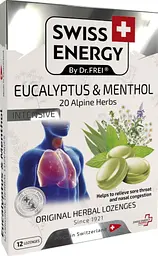 Льодяники від застуди Swiss Energy Herbal Lozenges Blister 20 herbs Eucalyptus and Menthol 12 лід