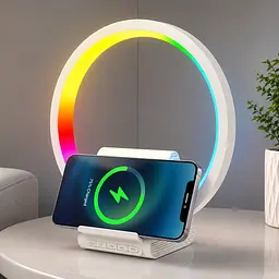 Бездротова зарядка WiWU WI-W021 4в1 15W з Bluetooth колонкою, RGB підсвічуванням та FM радіо - мініатюра 3