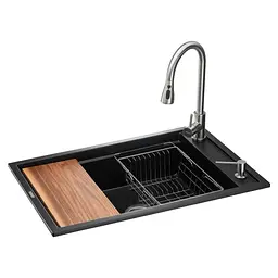 Мийка кухонна GRANADO Basic Artes black shine (+ змішувач Campo LUX inox + дозатор Redondo inox + коши (ksg1101)