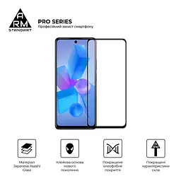 Захисне скло на Infinix Hot 40 Pro з олеофобним покриттям, Pro, повне проклеювання, антистатичний і пиловідштовхуючий шар, 9H, самоклеючеся, 2.5D, на весь екран, антистатичний клей, ArmorStandart (ARM73828) - мініатюра 2