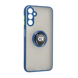 Чехол с кольцом-держателем для Samsung Galaxy A14 5G (A146)/A14 4G (A145), Frosted Matte Ring, синий, защитная панель с матовой задней стенкой, противоударный чехол с защитой всего корпуса, TPU + поликарбонат (PC), с защитой камеры