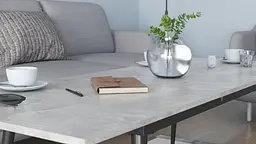 Стіл журнальний трансформер Dandi Small Ferrum-decor 45x120(160)x70 Чорний метал ДСП Бетон 16 мм (FRD-106793) - мініатюра 3