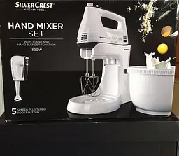 Ручний стаціонарний міксер з чашею, hand mixer set Silver Crest 300w - мініатюра 4