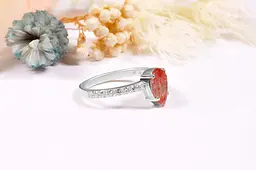 Каблучка з родієвого срібла з сонячним каменем 15 SK-0070 - мініатюра 5